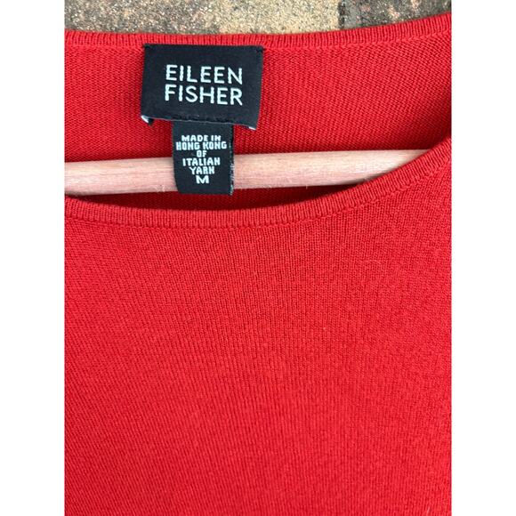 Eileen Fisher Crewneck Pullover Sweater M Red Top Shirt Capsule Minimalist - Picture 4 of 5